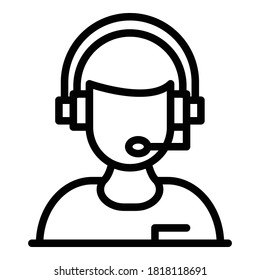 Woman headset icon. Outline woman headset vector icon for web design isolated on white background