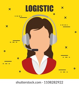 woman with headset logistic service