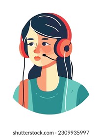 woman with headset provides customer support isolated