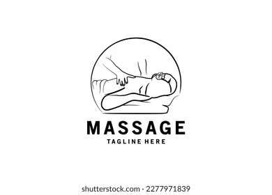 Woman health and beauty massage logo design with creative hand drawn concept