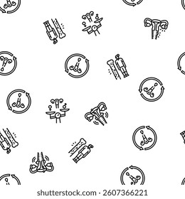 woman health medical care vector seamless pattern thin line illustration