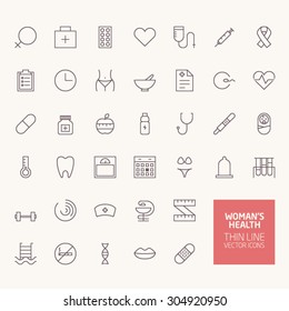 Woman Health Outline Icons for web and mobile apps