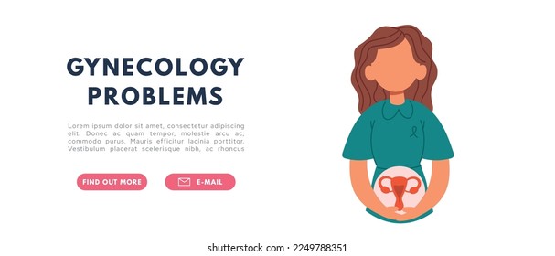 Woman health. Pain in uterus. Gynecology problems.Flat vector isolated illustration