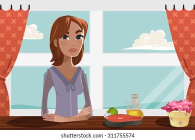 Woman & healthy food