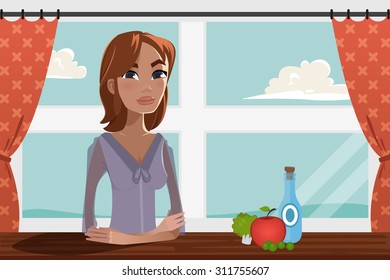 Woman & healthy food
