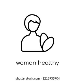 Woman Healthy Treatment icon. Trendy modern flat linear vector Woman Healthy Treatment icon on white background from thin line Ladies collection, editable outline stroke vector illustration