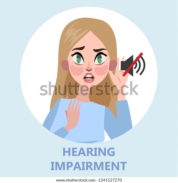 Woman Hear Impairment Symptom Disease Deaf Stock Vector (Royalty Free ...