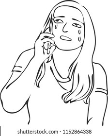The woman heard a news in mobile phone and she's crying in sadness.