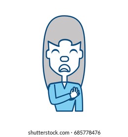 Woman with heart attack face