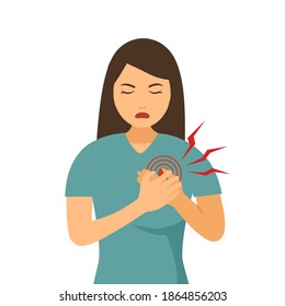 Woman Heart Attack Symptom Flat Design Stock Vector (Royalty Free ...