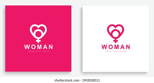 Woman Heart Icon Symbol Logo. Modern logo icon template vector design