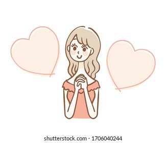 Woman and heart shaped text space