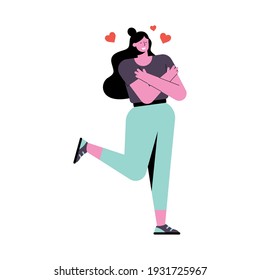 woman with hearts self love