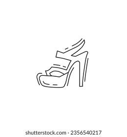 woman heel line icon. Women high heeled shoes thin line icon.