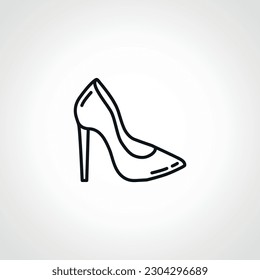 woman heel line icon. Women's high-heeled shoes web linear icon.