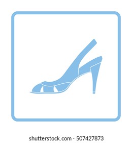Woman heeled sandal icon. Blue frame design. Vector illustration.