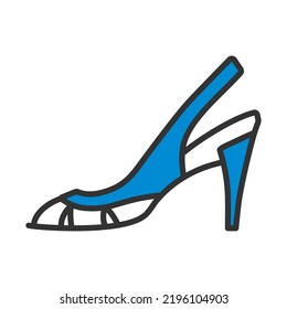 Woman Heeled Sandal Icon. Editable Bold Outline With Color Fill Design. Vector Illustration.