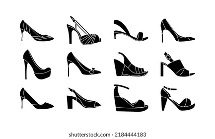 woman heels icons set for different seasons for websites and messengers