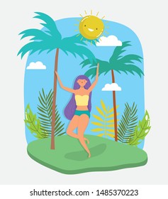 woman hello summer holiday design