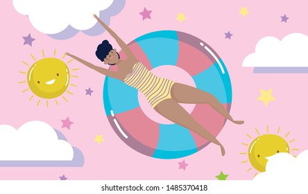 woman hello summer holiday design