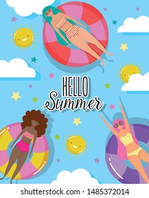 woman hello summer holiday design