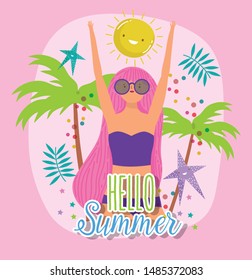 woman hello summer holiday design