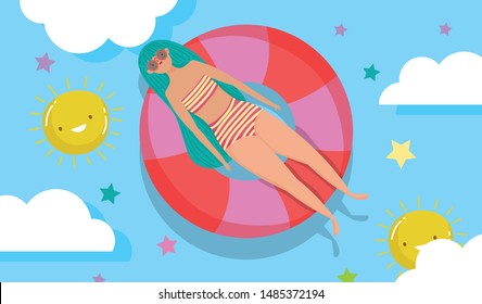 woman hello summer holiday design