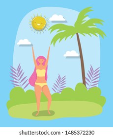 woman hello summer holiday design