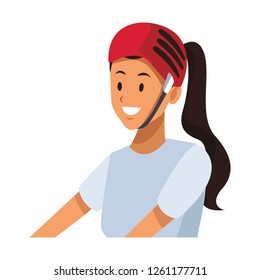 woman with helmet profile