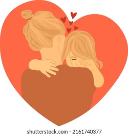 A woman in her arms calms a crying child. The concept of maternal love, vector