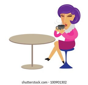 woman and her coffee vector