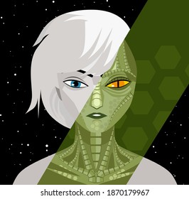 woman with hidden reptilian alien skin