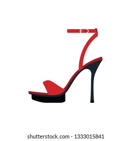 Woman high heel sandal icon. Flat color design. Vector illustration.