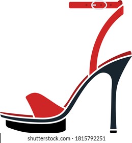 Woman High Heel Sandal Icon. Flat Color Design. Vector Illustration.