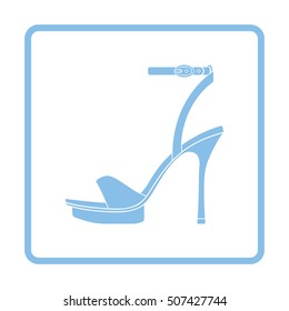 Woman high heel sandal icon. Blue frame design. Vector illustration.