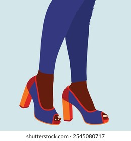 Frau High Heel Schuhe Illustration	