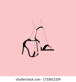 Woman high heels illustration in minimalist design style