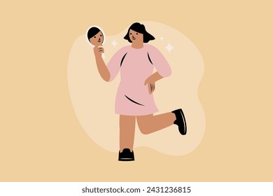 Woman with High Self Esteem Vector Illustration