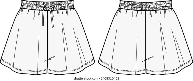 woman high waist drawstring short fashion vector	