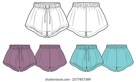 woman high waist drawstring short fashion sketch