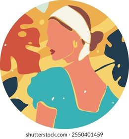 Capa de história de destaque da mulher Redonda de mídia social Ilustração de vetor de fundo