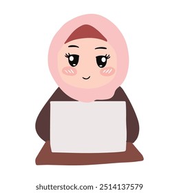 woman hijab cartoon emoticon design character