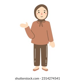 woman hijab character show her hand