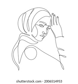 Woman In Hijab Drawing Minimalist 