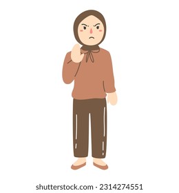 woman hijab express disagree feeling emotion