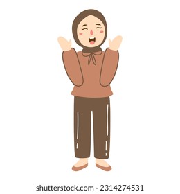 woman hijab laugh gesture illustration