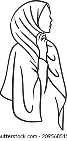 woman in hijab line art illustration