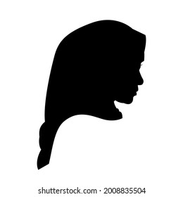 Woman Hijab Silhouette Vector Design. Black and White or Isolated Veil Logo