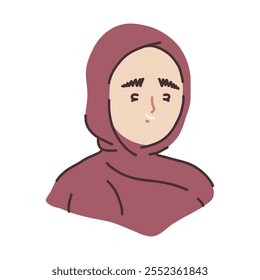 Mujer con hiyab: Una ilustración simple pero poderosa que representa a una mujer con un hiyab, destacando la belleza y dignidad de las mujeres musulmanas. Esta Imagen promueve la inclusión, la sensibilidad cultural.