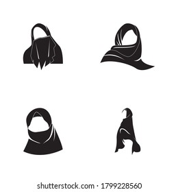 Woman hijab stylized logo vector illustration